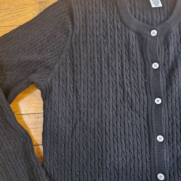 Lilly Pulitzer Cable Knit Sweater Size S Long Sleeve Button Down Black - Picture 3 of 5